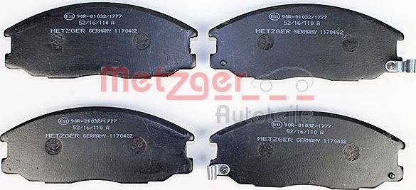 Metzger 1170402 - Kit de plaquettes de frein, frein à disque cwaw.fr