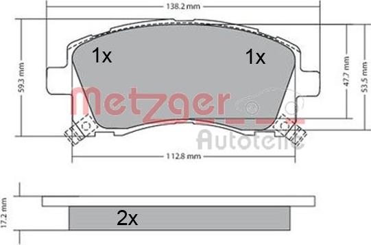 Metzger 1170416 - Kit de plaquettes de frein, frein à disque cwaw.fr