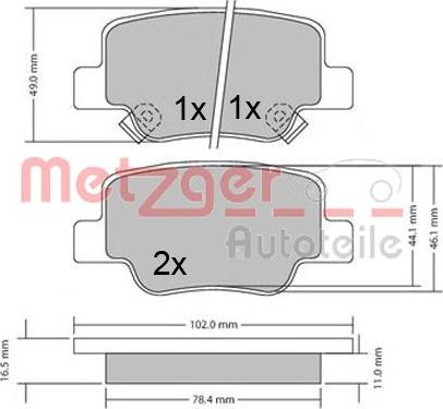 Metzger 1170410 - Kit de plaquettes de frein, frein à disque cwaw.fr