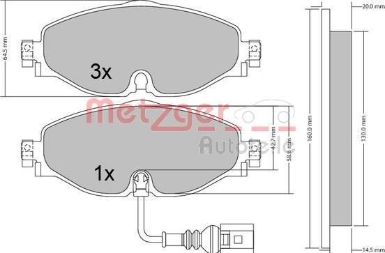 Metzger 1170411 - Kit de plaquettes de frein, frein à disque cwaw.fr