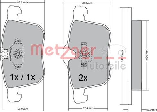 Metzger 1170481 - Kit de plaquettes de frein, frein à disque cwaw.fr