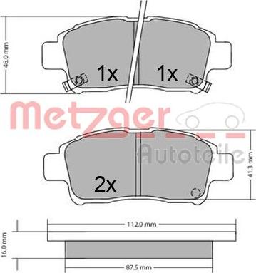 Metzger 1170436 - Kit de plaquettes de frein, frein à disque cwaw.fr