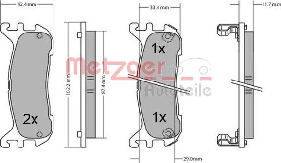 Metzger 1170431 - Kit de plaquettes de frein, frein à disque cwaw.fr