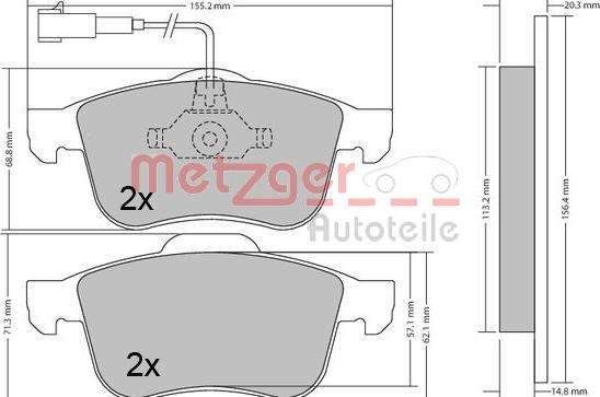 Metzger 1170424 - Kit de plaquettes de frein, frein à disque cwaw.fr