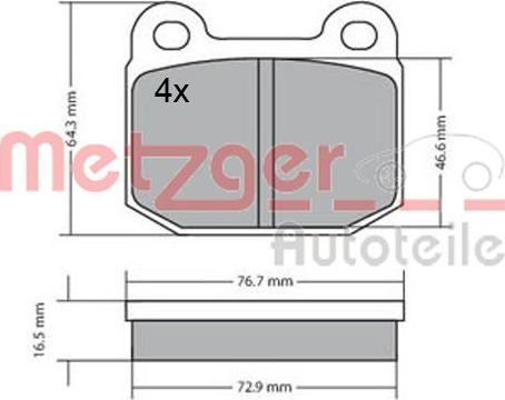 Metzger 1170425 - Kit de plaquettes de frein, frein à disque cwaw.fr