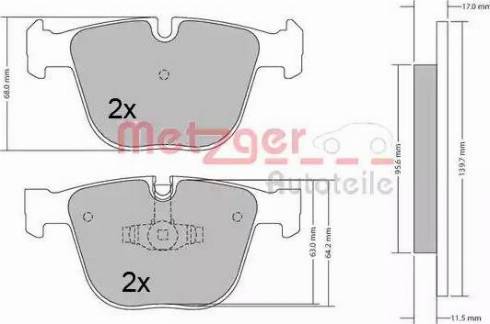 Metzger 1170421 - Kit de plaquettes de frein, frein à disque cwaw.fr