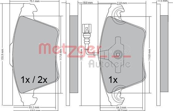 Metzger 1170422 - Kit de plaquettes de frein, frein à disque cwaw.fr