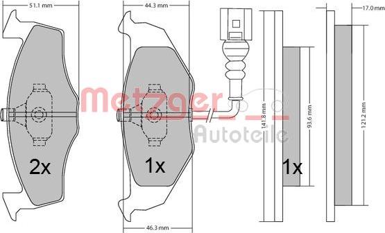 Metzger 1170479 - Kit de plaquettes de frein, frein à disque cwaw.fr