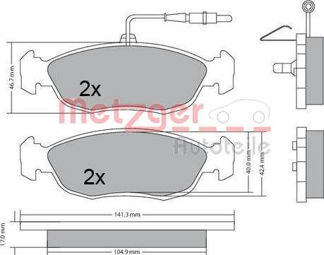 Metzger 1170476 - Kit de plaquettes de frein, frein à disque cwaw.fr