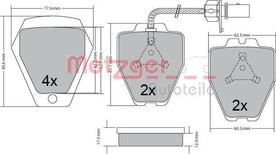 Metzger 1170478 - Kit de plaquettes de frein, frein à disque cwaw.fr