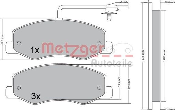 Metzger 1170595 - Kit de plaquettes de frein, frein à disque cwaw.fr