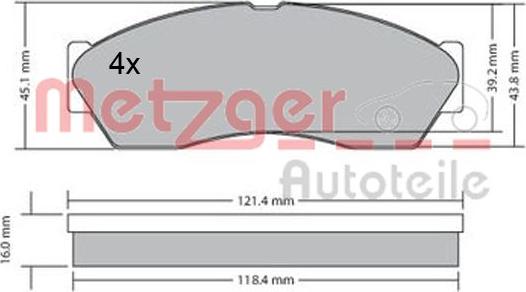 Metzger 1170590 - Kit de plaquettes de frein, frein à disque cwaw.fr