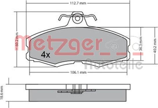 Metzger 1170598 - Kit de plaquettes de frein, frein à disque cwaw.fr