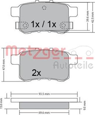 Metzger 1170593 - Kit de plaquettes de frein, frein à disque cwaw.fr