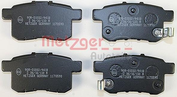 Metzger 1170593 - Kit de plaquettes de frein, frein à disque cwaw.fr