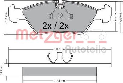 Metzger 1170597 - Kit de plaquettes de frein, frein à disque cwaw.fr