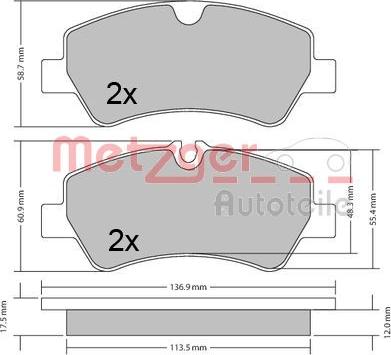 Metzger 1170545 - Kit de plaquettes de frein, frein à disque cwaw.fr