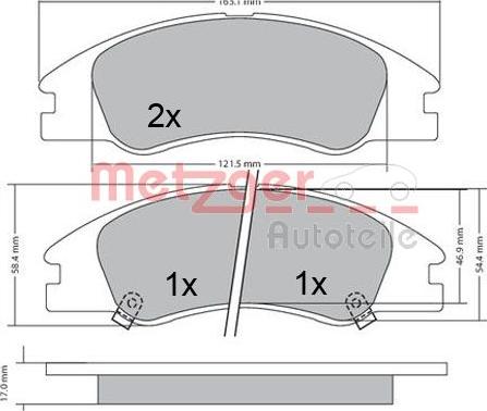 Metzger 1170540 - Kit de plaquettes de frein, frein à disque cwaw.fr