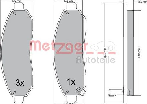 Metzger 1170541 - Kit de plaquettes de frein, frein à disque cwaw.fr