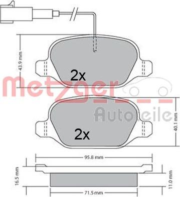 Metzger 1170555 - Kit de plaquettes de frein, frein à disque cwaw.fr