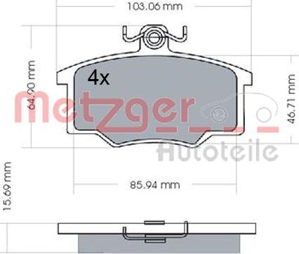 Metzger 1170566 - Kit de plaquettes de frein, frein à disque cwaw.fr