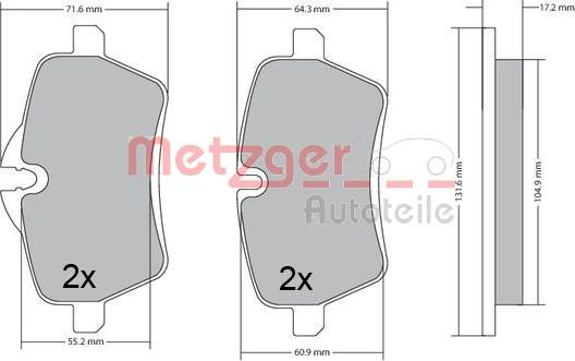 Metzger 1170561 - Kit de plaquettes de frein, frein à disque cwaw.fr