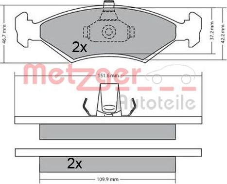 Metzger 1170568 - Kit de plaquettes de frein, frein à disque cwaw.fr