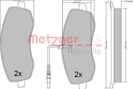 Metzger 1170563 - Kit de plaquettes de frein, frein à disque cwaw.fr