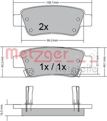 Metzger 1170508 - Kit de plaquettes de frein, frein à disque cwaw.fr