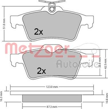 Metzger 1170503 - Kit de plaquettes de frein, frein à disque cwaw.fr