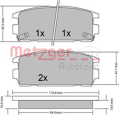 Metzger 1170585 - Kit de plaquettes de frein, frein à disque cwaw.fr