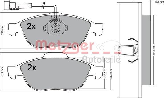 Metzger 1170582 - Kit de plaquettes de frein, frein à disque cwaw.fr