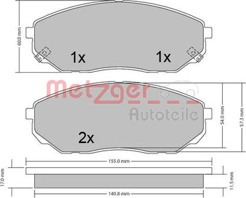 Metzger 1170539 - Kit de plaquettes de frein, frein à disque cwaw.fr