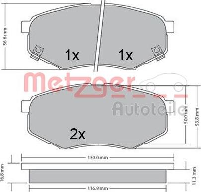 Metzger 1170524 - Kit de plaquettes de frein, frein à disque cwaw.fr