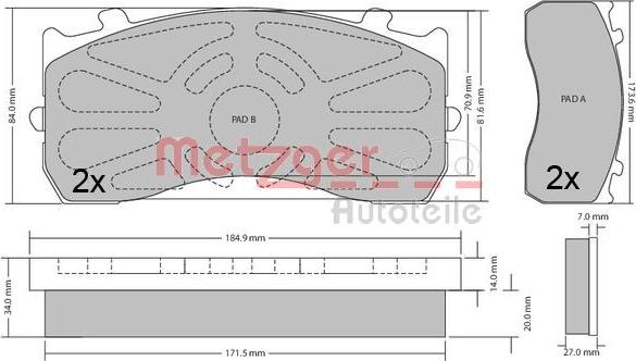 Metzger 1170525 - Kit de plaquettes de frein, frein à disque cwaw.fr