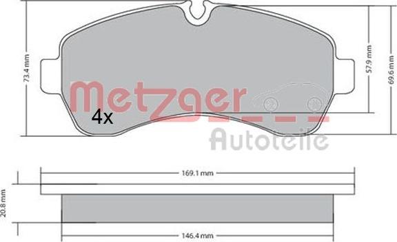 Metzger 1170521 - Kit de plaquettes de frein, frein à disque cwaw.fr