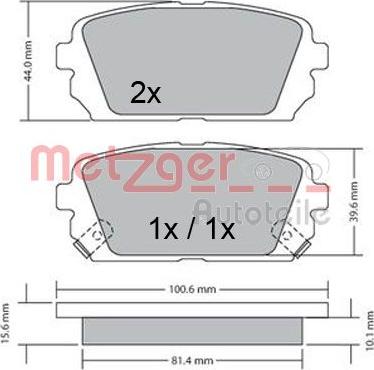 Metzger 1170522 - Kit de plaquettes de frein, frein à disque cwaw.fr