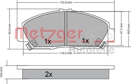 Metzger 1170576 - Kit de plaquettes de frein, frein à disque cwaw.fr