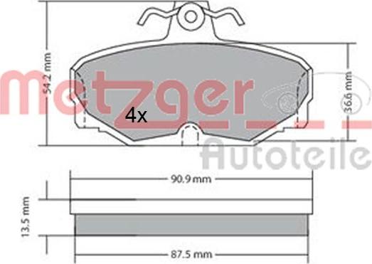 Metzger 1170570 - Kit de plaquettes de frein, frein à disque cwaw.fr