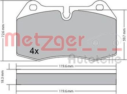 Metzger 1170577 - Kit de plaquettes de frein, frein à disque cwaw.fr