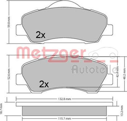 Metzger 1170690 - Kit de plaquettes de frein, frein à disque cwaw.fr