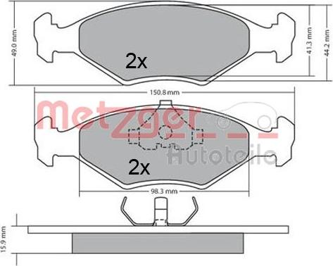 Metzger 1170645 - Kit de plaquettes de frein, frein à disque cwaw.fr