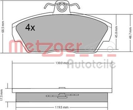 Metzger 1170646 - Kit de plaquettes de frein, frein à disque cwaw.fr