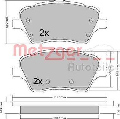 Metzger 1170640 - Kit de plaquettes de frein, frein à disque cwaw.fr