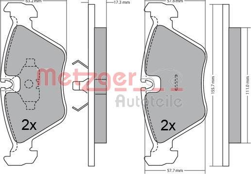 Metzger 1170643 - Kit de plaquettes de frein, frein à disque cwaw.fr