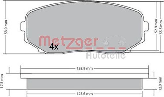 Metzger 1170654 - Kit de plaquettes de frein, frein à disque cwaw.fr