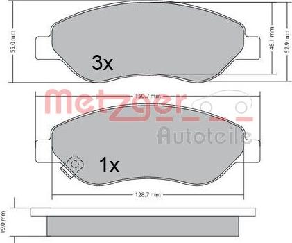 Metzger 1170655 - Kit de plaquettes de frein, frein à disque cwaw.fr