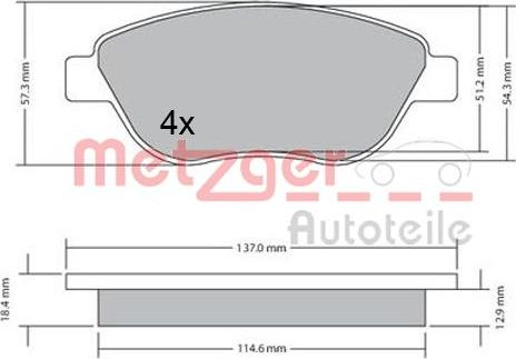 Metzger 1170651 - Kit de plaquettes de frein, frein à disque cwaw.fr