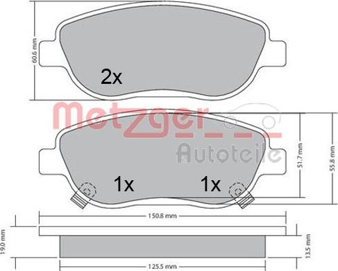 Metzger 1170658 - Kit de plaquettes de frein, frein à disque cwaw.fr