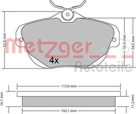 Metzger 1170653 - Kit de plaquettes de frein, frein à disque cwaw.fr